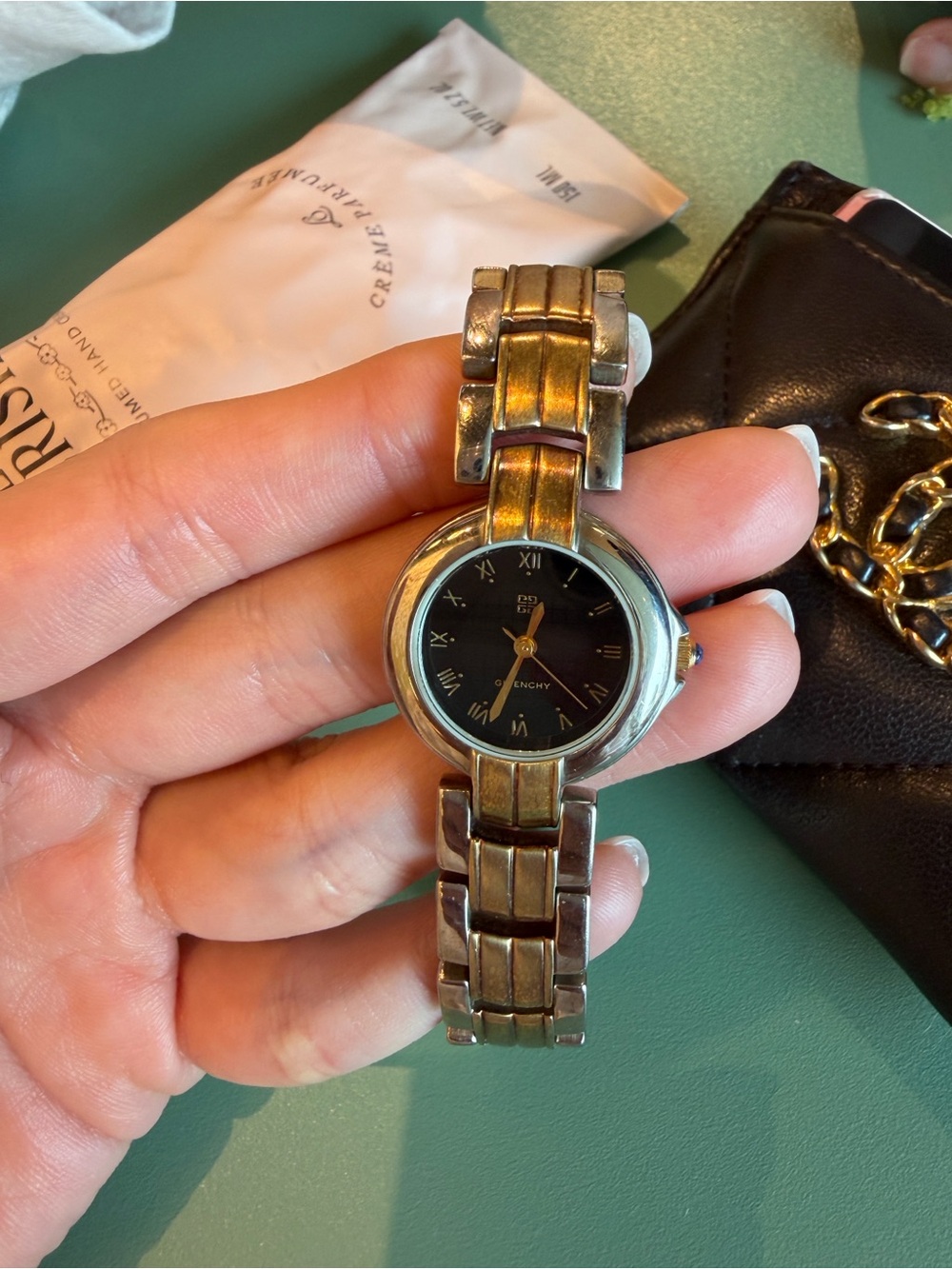 Givenchy Two-Tone Gold & Silver Ladies Watch with Black Dial